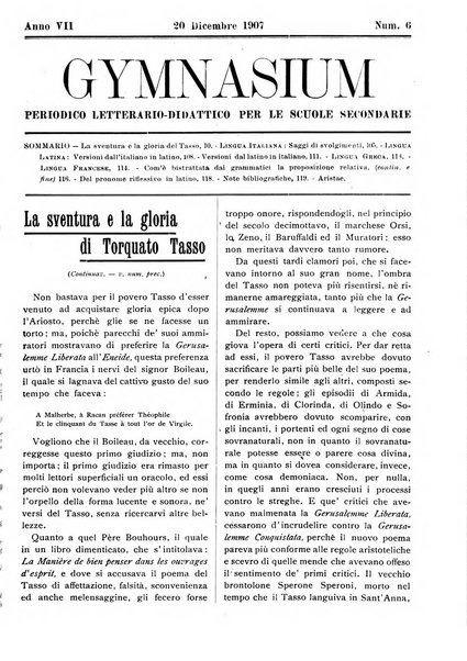 Gymnasium periodico letterario-didattico per le scuole secondarie