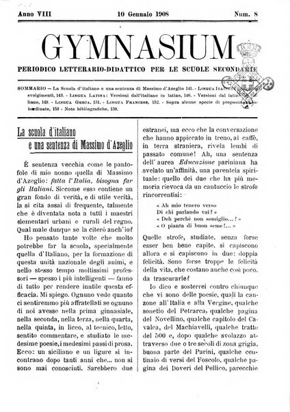 Gymnasium periodico letterario-didattico per le scuole secondarie