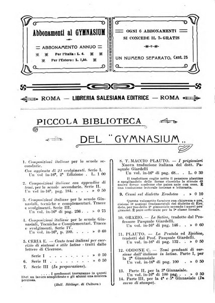 Gymnasium periodico letterario-didattico per le scuole secondarie