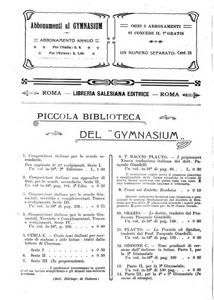 Gymnasium periodico letterario-didattico per le scuole secondarie