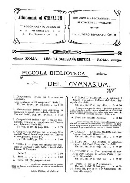 Gymnasium periodico letterario-didattico per le scuole secondarie