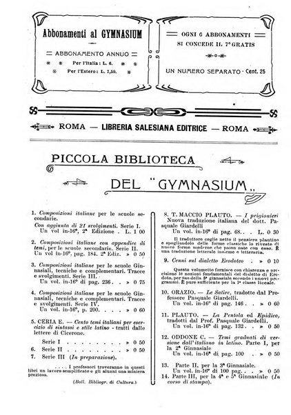 Gymnasium periodico letterario-didattico per le scuole secondarie