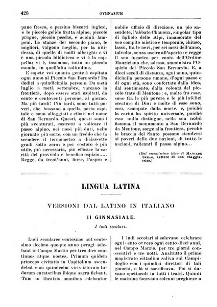 Gymnasium periodico letterario-didattico per le scuole secondarie