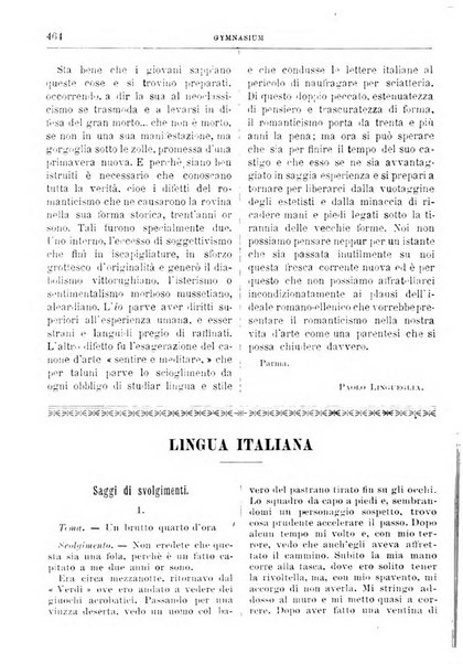 Gymnasium periodico letterario-didattico per le scuole secondarie