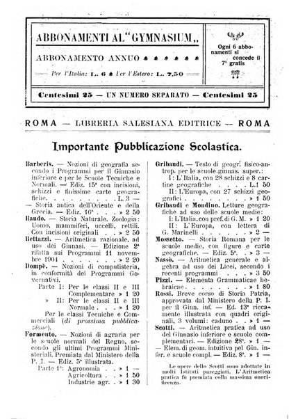 Gymnasium periodico letterario-didattico per le scuole secondarie