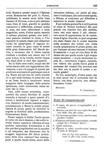 Gymnasium periodico letterario-didattico per le scuole secondarie