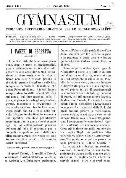 Gymnasium periodico letterario-didattico per le scuole secondarie