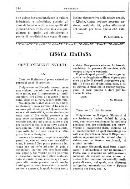 Gymnasium periodico letterario-didattico per le scuole secondarie