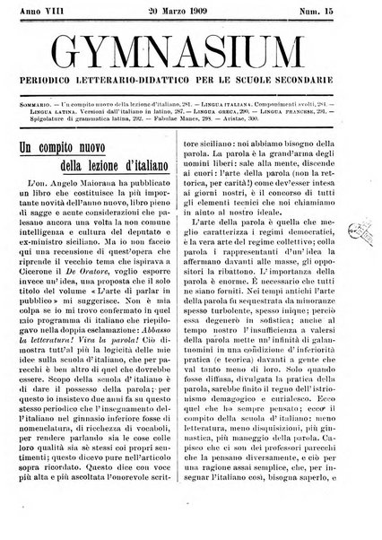 Gymnasium periodico letterario-didattico per le scuole secondarie