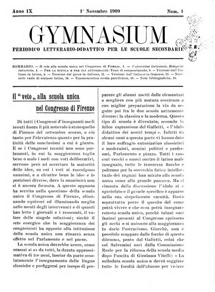 Gymnasium periodico letterario-didattico per le scuole secondarie