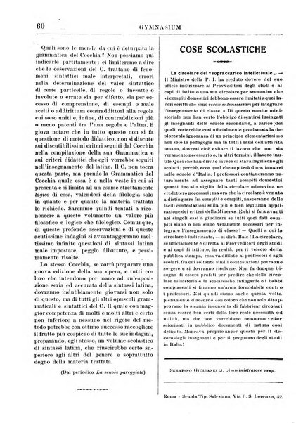 Gymnasium periodico letterario-didattico per le scuole secondarie