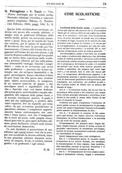 Gymnasium periodico letterario-didattico per le scuole secondarie