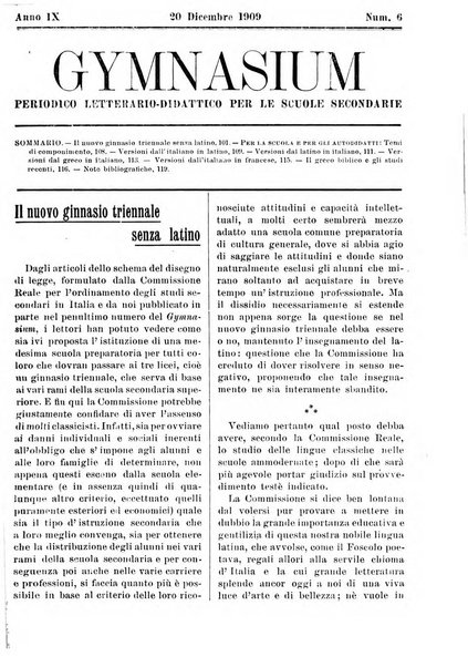 Gymnasium periodico letterario-didattico per le scuole secondarie