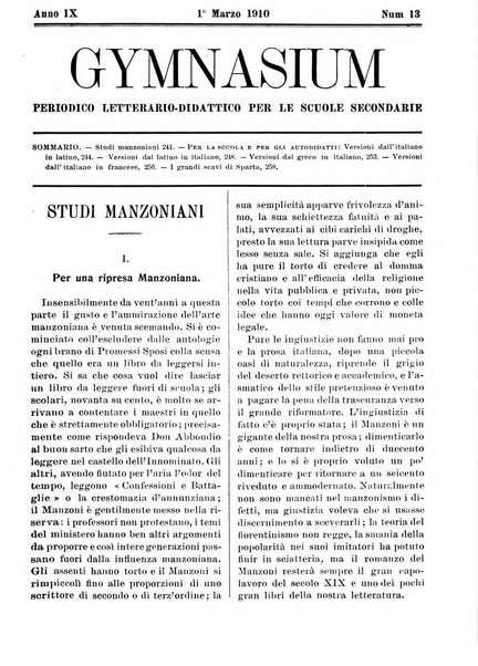 Gymnasium periodico letterario-didattico per le scuole secondarie