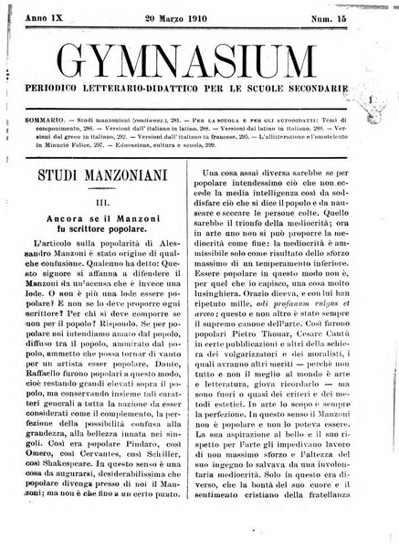 Gymnasium periodico letterario-didattico per le scuole secondarie