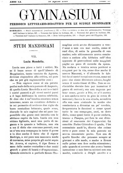 Gymnasium periodico letterario-didattico per le scuole secondarie