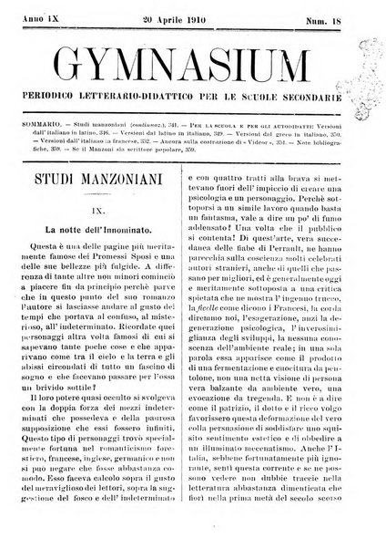 Gymnasium periodico letterario-didattico per le scuole secondarie