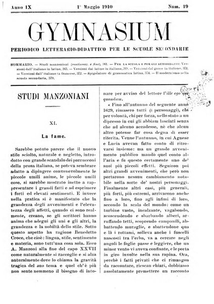 Gymnasium periodico letterario-didattico per le scuole secondarie