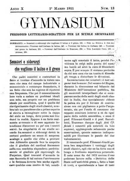 Gymnasium periodico letterario-didattico per le scuole secondarie