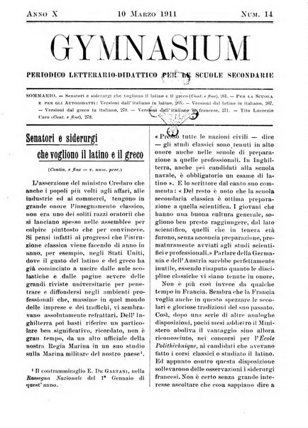 Gymnasium periodico letterario-didattico per le scuole secondarie