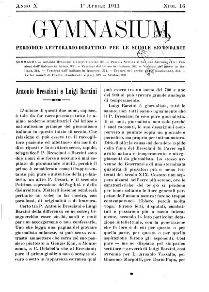 Gymnasium periodico letterario-didattico per le scuole secondarie