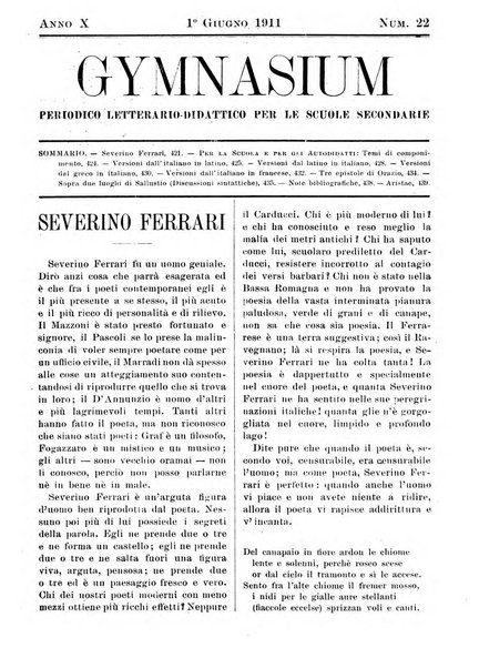 Gymnasium periodico letterario-didattico per le scuole secondarie