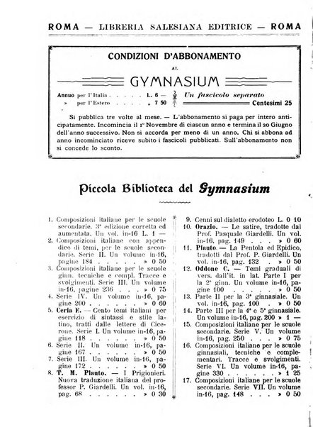 Gymnasium periodico letterario-didattico per le scuole secondarie