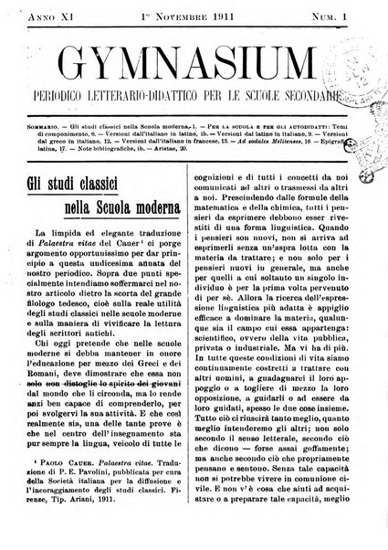 Gymnasium periodico letterario-didattico per le scuole secondarie