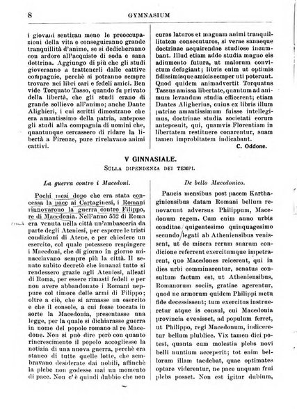 Gymnasium periodico letterario-didattico per le scuole secondarie