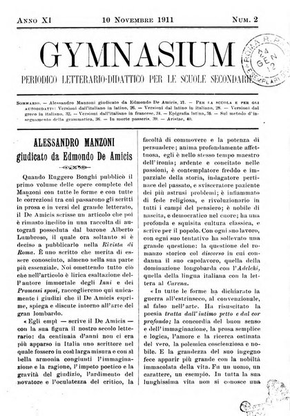 Gymnasium periodico letterario-didattico per le scuole secondarie