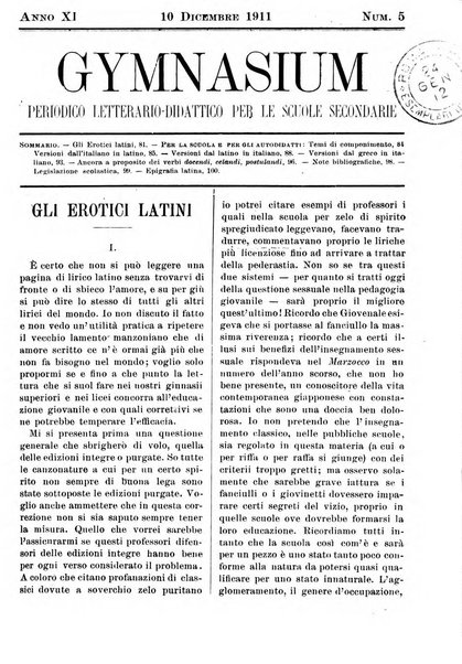 Gymnasium periodico letterario-didattico per le scuole secondarie