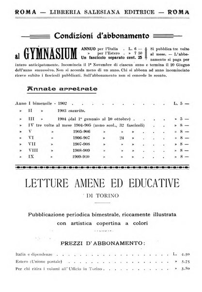 Gymnasium periodico letterario-didattico per le scuole secondarie