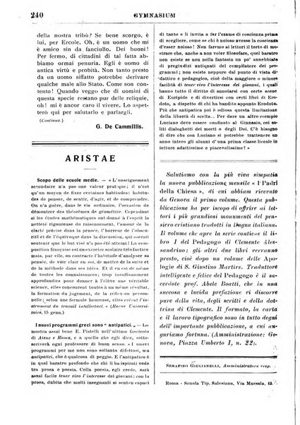 Gymnasium periodico letterario-didattico per le scuole secondarie