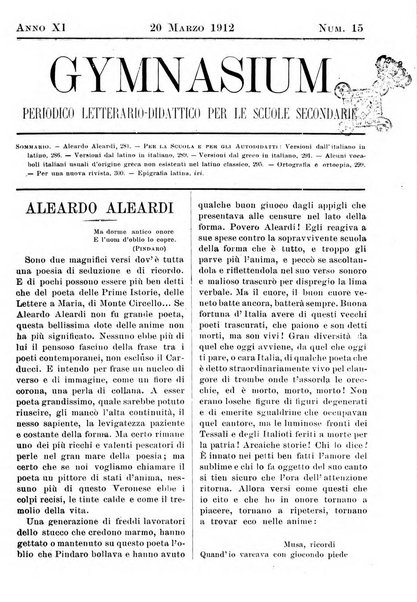 Gymnasium periodico letterario-didattico per le scuole secondarie