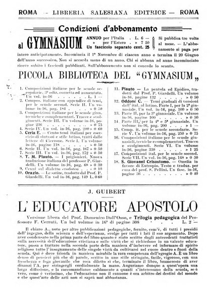 Gymnasium periodico letterario-didattico per le scuole secondarie