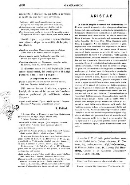 Gymnasium periodico letterario-didattico per le scuole secondarie