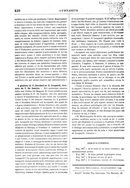 Gymnasium periodico letterario-didattico per le scuole secondarie