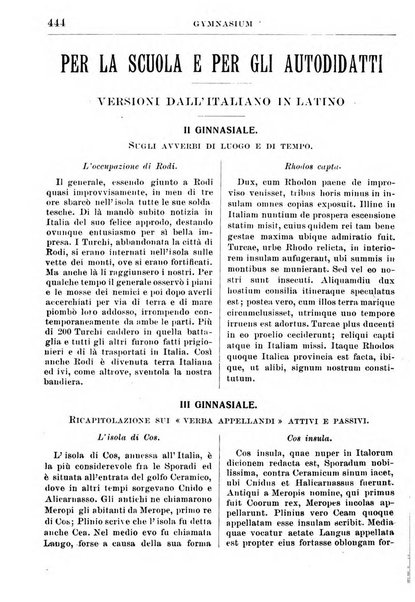 Gymnasium periodico letterario-didattico per le scuole secondarie