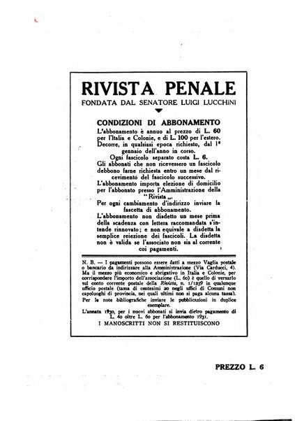 Rivista penale rassegna di dottrina, legislazione, giurisprudenza