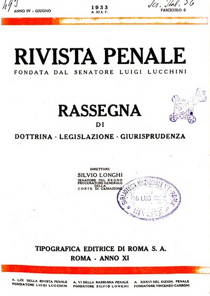 Rivista penale rassegna di dottrina, legislazione, giurisprudenza