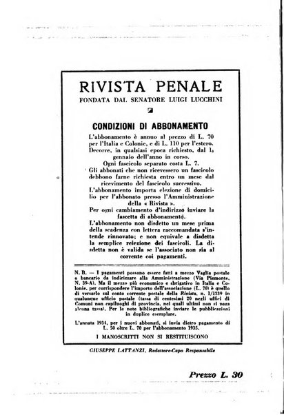 Rivista penale rassegna di dottrina, legislazione, giurisprudenza