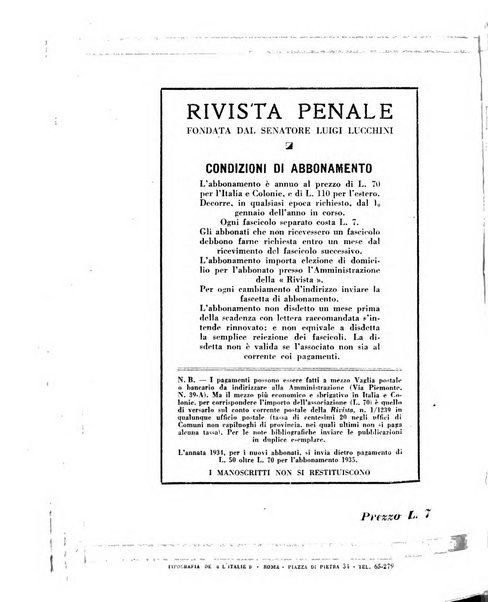 Rivista penale rassegna di dottrina, legislazione, giurisprudenza