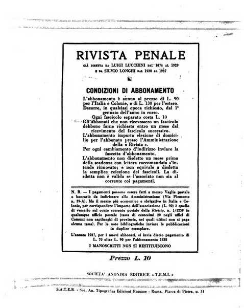 Rivista penale rassegna di dottrina, legislazione, giurisprudenza