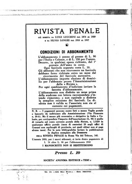 Rivista penale rassegna di dottrina, legislazione, giurisprudenza