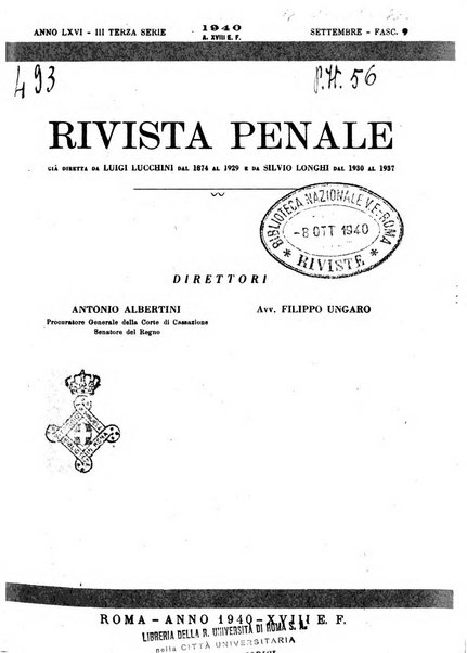 Rivista penale rassegna di dottrina, legislazione, giurisprudenza