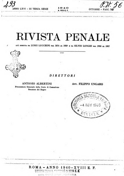 Rivista penale rassegna di dottrina, legislazione, giurisprudenza