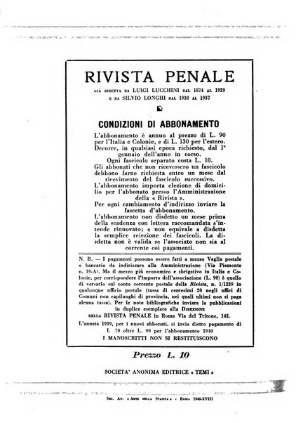 Rivista penale rassegna di dottrina, legislazione, giurisprudenza