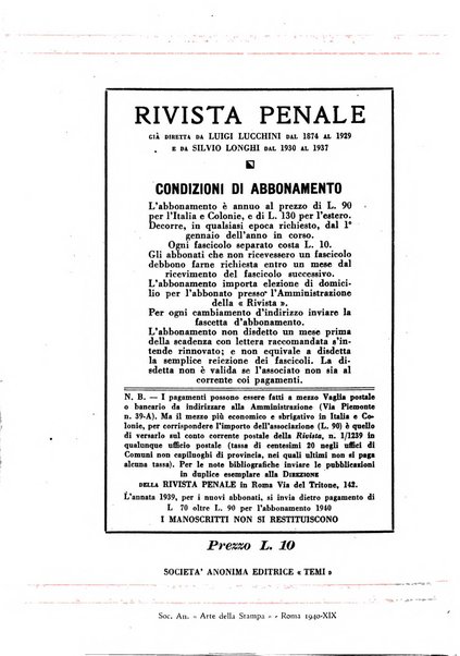 Rivista penale rassegna di dottrina, legislazione, giurisprudenza