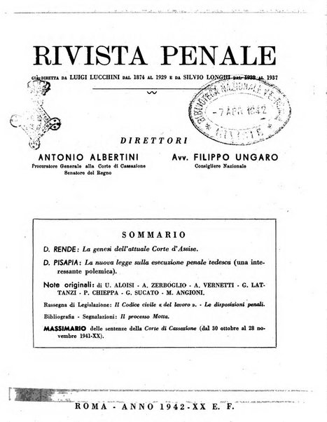 Rivista penale rassegna di dottrina, legislazione, giurisprudenza