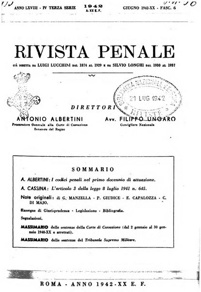 Rivista penale rassegna di dottrina, legislazione, giurisprudenza